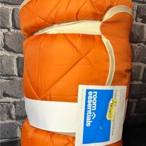 Room Essentials Bright Orange Quilted Throw with Cream Trim